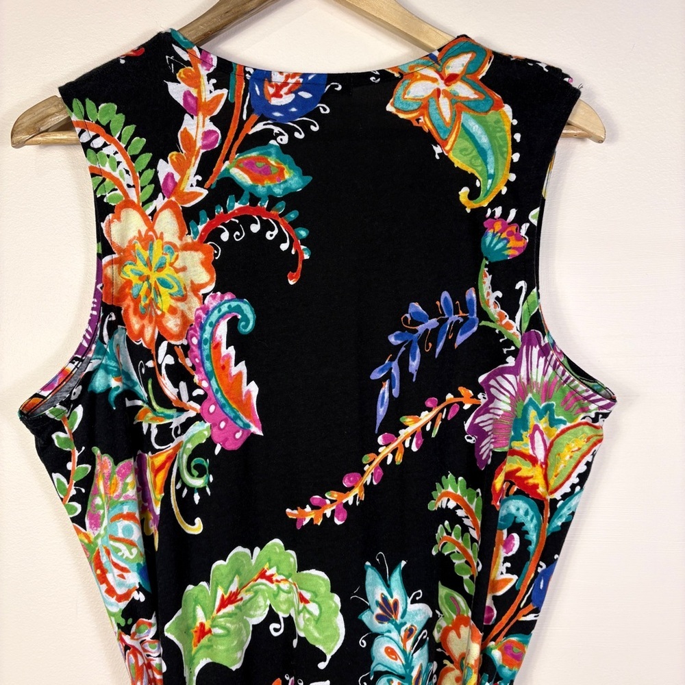 Ralph Lauren Black Floral Sleeveless Dress Resort Colorful Beach Vacation - Picture 10 of 13